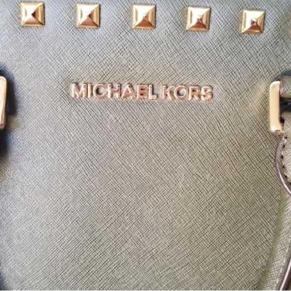 Michael Kors Studded Olive Green tote. Gently used. - Picture 4 of 6